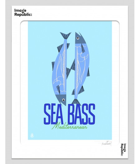 30x40 cm Monsieur Z Organic Market 028 Sea Bass - Affiche Image Republic
