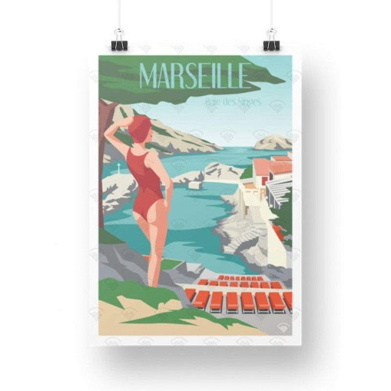 Affiche Maison Landolfi - Marseille - Baie des Singes 30x40 cm