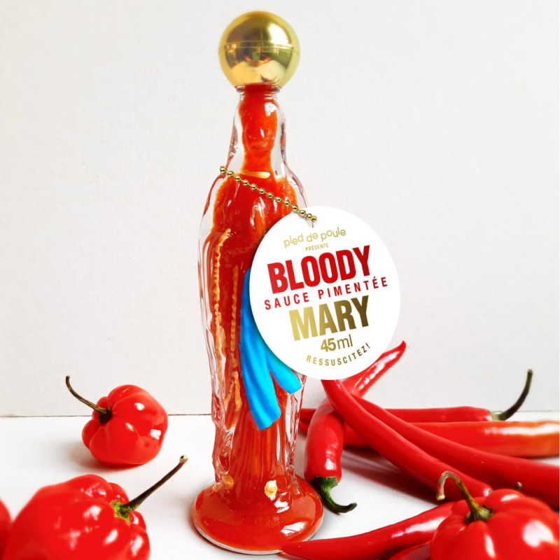 Bouteille de sauce pimentée : Bloody Mary - Sauce pimentée fermentée -100% artisanale - 45 ml- Pied de Poule