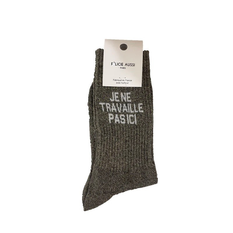 Chaussettes je ne travaille pas ici paillettes 36/40 - Félicie Aussi