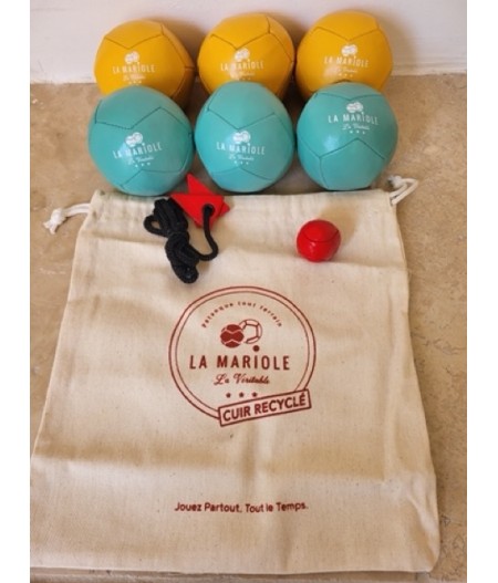 La Mariole Pack cuir recyclé – Orange/Turquoise – La Mariole