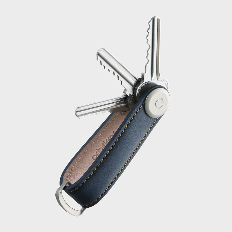 Organisateur de clés - Leather Silver - Navy / Tan - Orbitkey
