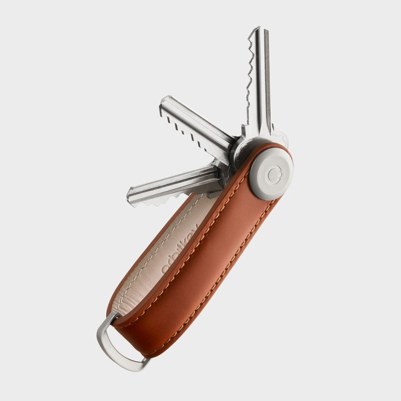 Organisateur de clés - Leather Silver - Cognac / Tan - Orbitkey