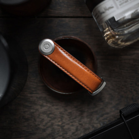 Organisateur de clés - Leather Silver - Cognac / Tan - Orbitkey