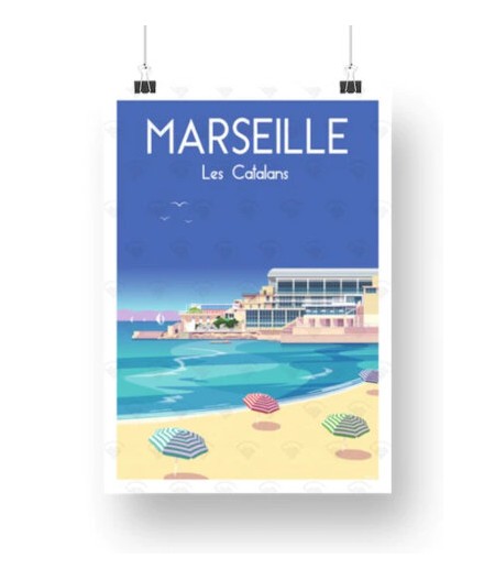 Affiche Maison Landolfi - Marseille - Les Catalans 50x70 cm