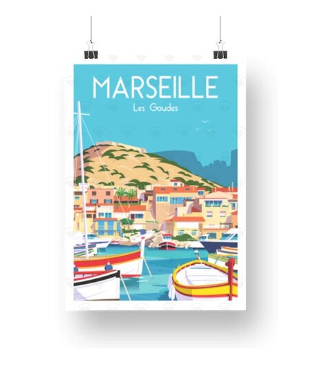 Affiche Maison Landolfi - Marseille - Les Goudes de Raphael Delerue 50x70 cm