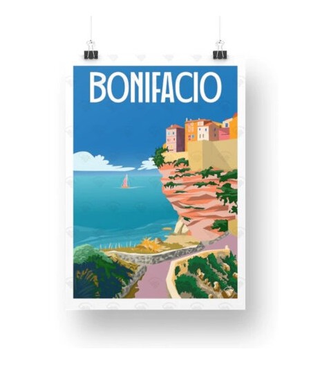 Affiche Maison Landolfi - Corse - Bonifacio - 50x70 cm
