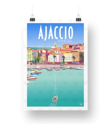 Affiche Maison Landolfi - Affiche Ajaccio - Port Tino Rossi - 30x40 cm