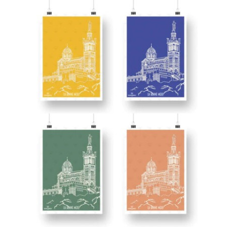 Affiche Maison Landolfi - Marseille - Ligne bonne mère NDG Vert 30x40 cm