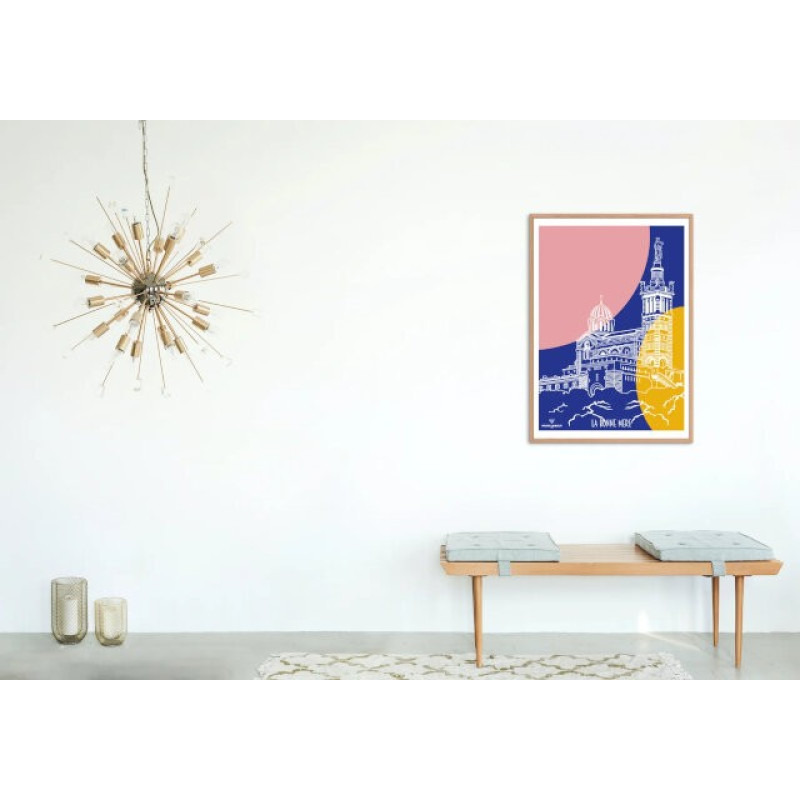 Affiche Maison Landolfi - Marseille - Ligne bonne mère NDG Multicolore 30x40 cm