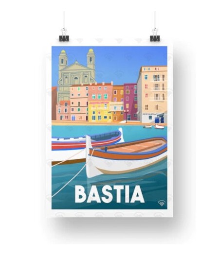 Affiche Maison Landolfi - Corse - Bastia - Port Saint Nicolas - 30x40 cm