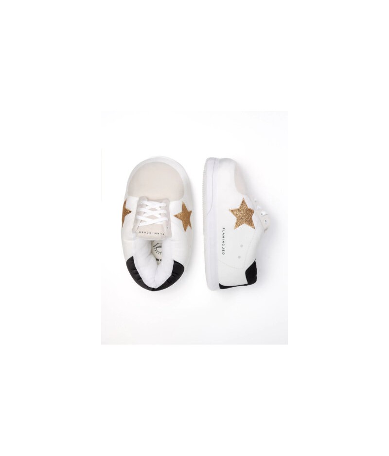 Pantoufles géantes HOLLYWOOD withe with gold star Giant home Shoes - FLAMINGUEO