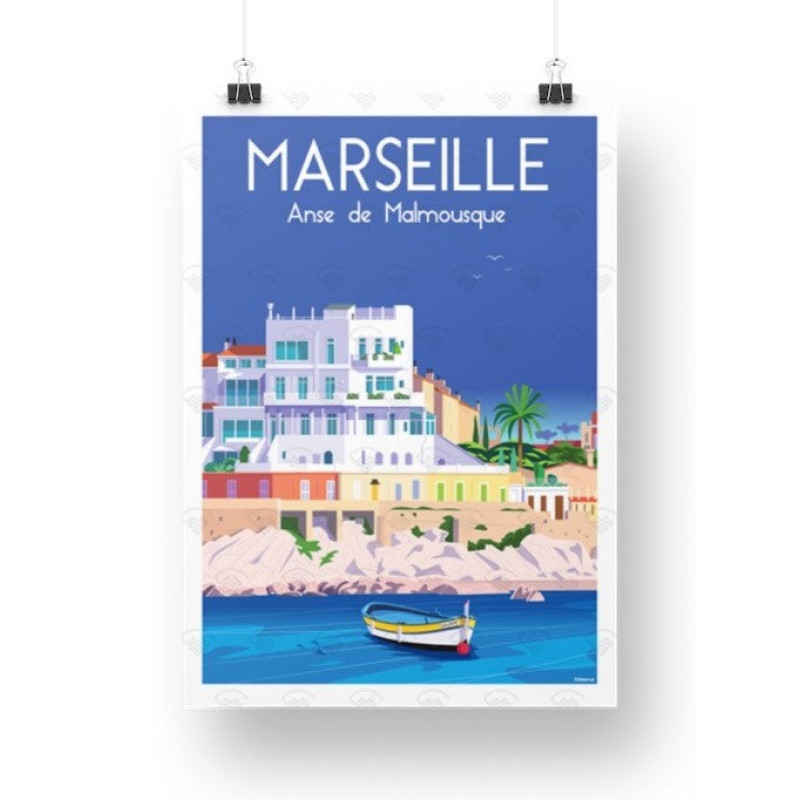 Affiche Maison Landolfi - Marseille - Anse de Malmousque de Raphael Delerue 50x70 cm