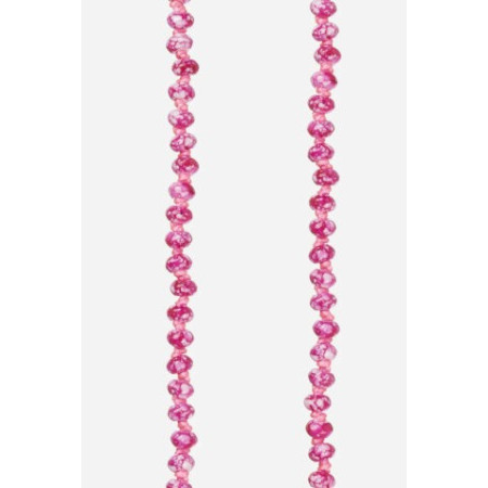 Chaîne Longue Jasna 120 cm perles craquelées roses avec mousquetons dorés - La Coque Française