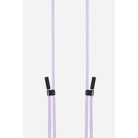 Lanière Cordon Liam En Coton Tressée Avec Mousquetons Noir Metallisé, Coloris Pied de Poule Violet - La Coque Française