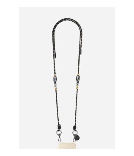Chaine Bijoux Inaya noir et doré avec des perles dorées 120 cm - La Coque Française
