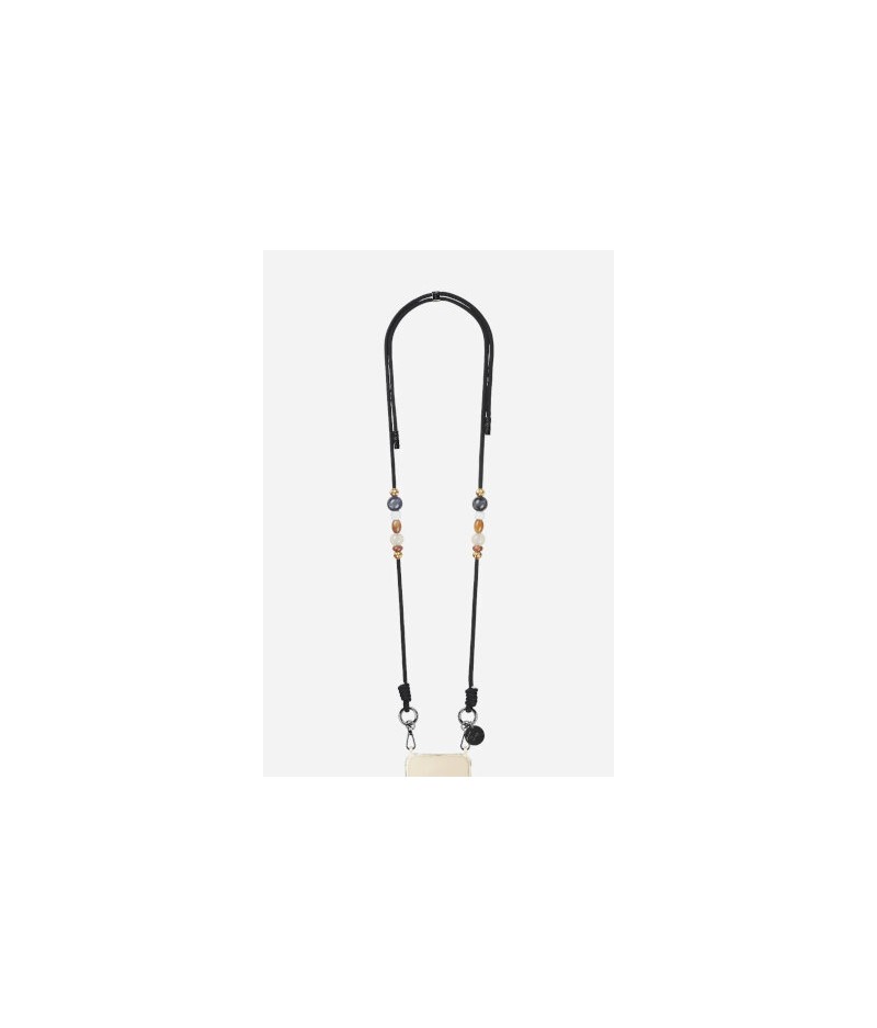Chaine Bijoux Inaya Noir avec des perles dorées  - La Coque Française