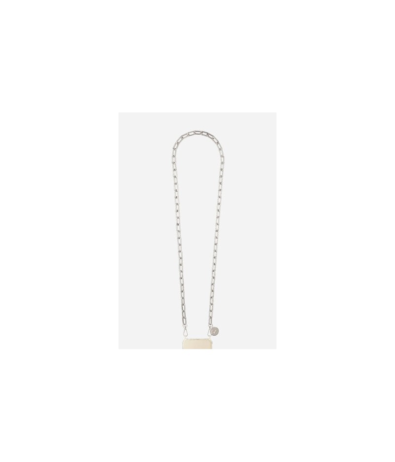 Chaîne bijoux Mia avec mousquetons argents de 120 cm en résine ultra résistante argent - La Coque Française