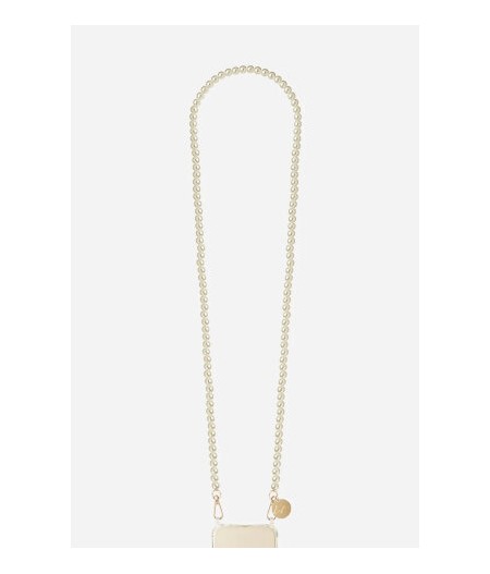 Chaîne bijoux Agathe avec mousquetons dorés de 120 cm en perles ultra résistante – AGATHE BLANC RESINE - La Coque Française