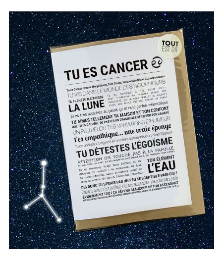 Carte Astro  - Tu Es Cancer - Tout est dit
