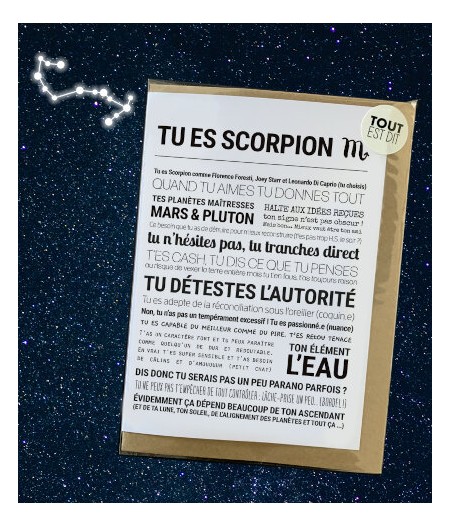Carte Astro  - Tu Es Scorpion - Tout est dit