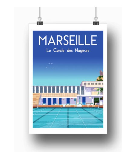 Affiche Maison Landolfi - Le Cercle des Nageurs par Raphael Delerue 30x40 cm