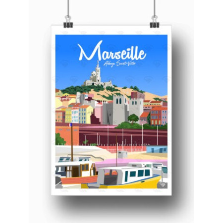 Affiche Maison Landolfi - Marseille - Abbaye Saint Victor 30x40 cm