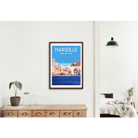 Affiche Maison Landolfi - Marseille - Vallon des Auffes par Raphael Delerue 50x70 cm depuis la mer