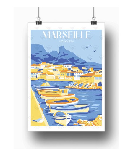 Affiche Maison Landolfi - Marseille - Les Goudes par Pauline Grafik 30x40 cm