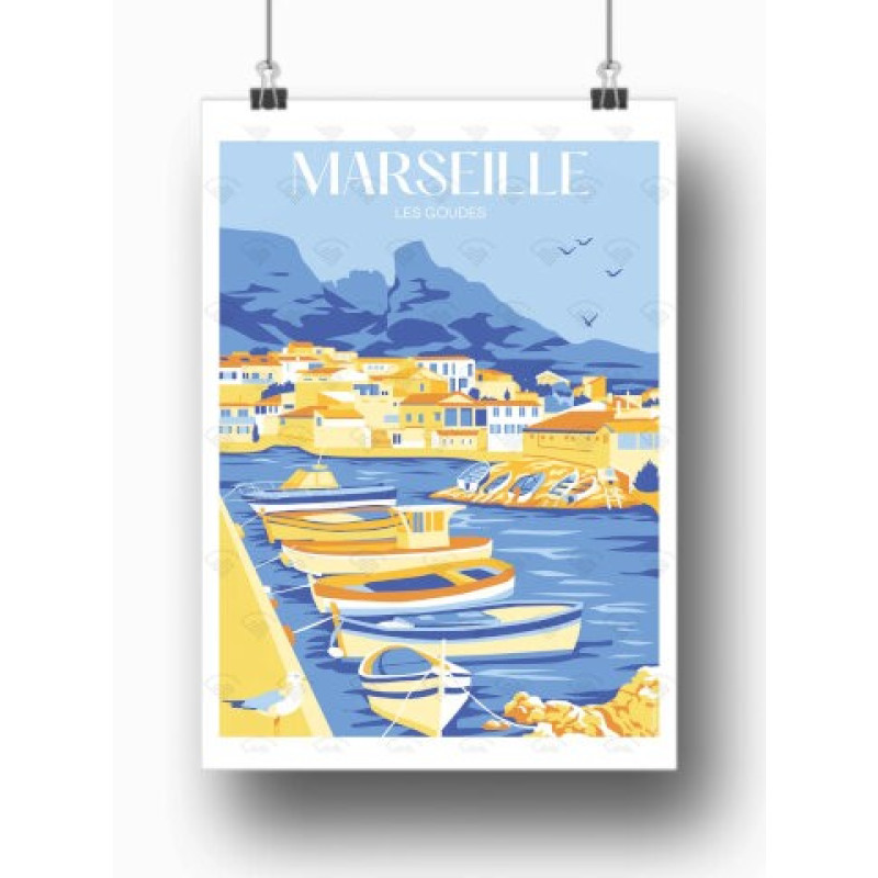 Affiche Maison Landolfi - Marseille - Les Goudes par Pauline Grafik 30x40 cm
