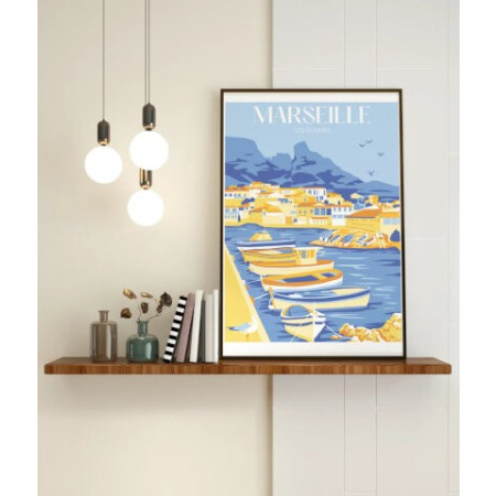 Affiche Maison Landolfi - Marseille - Les Goudes par Pauline Grafik 30x40 cm