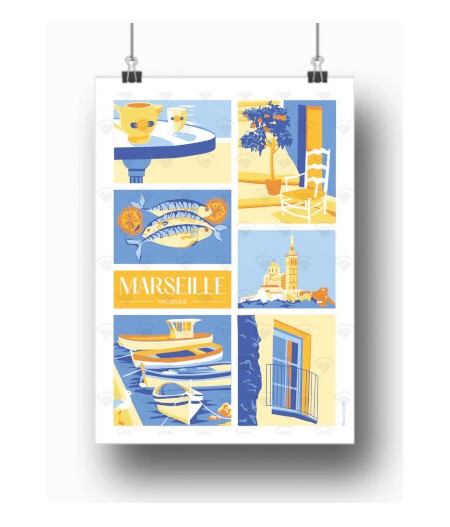 Affiche Maison Landolfi - Marseille - Provence par Pauline Grafik 30x40 cm