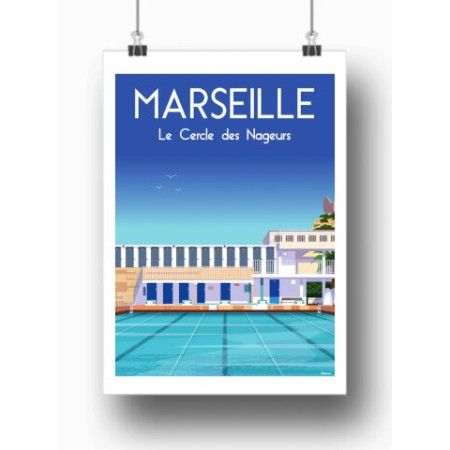 Affiche Maison Landolfi - Le Cercle des Nageurs par Raphael Delerue 50x70 cm