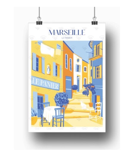 Affiche Maison Landolfi - Marseille - Le Panier par Pauline Grafik 30x40 cm