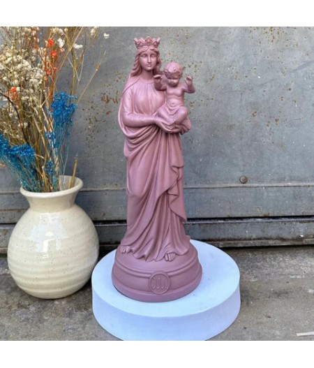 Statuette Bonne Mère 30 cm 2022 Argile rose - J'ai Vu la Vierge