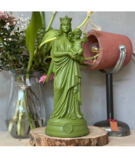 Statuette Bonne Mère 30 cm 2024 Vert Kaki - J'ai Vu la Vierge