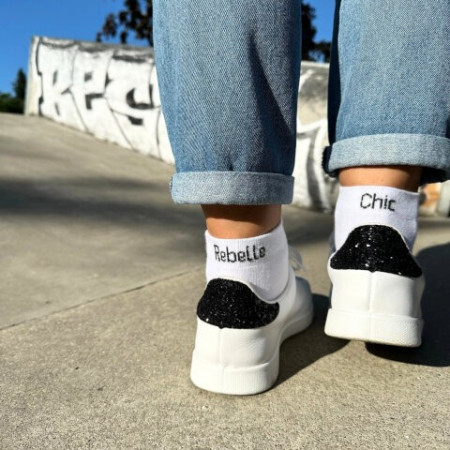 Chaussettes KlaK REBELLE CHIC Blanc/Noir 36/40 | L'Ornithorynque Marseille