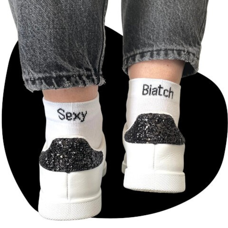 Chaussettes KlaK SEXY BIATCH Blanc/Noir 36/40