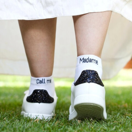 Chaussettes KlaK CALL ME , MADAME Blanc/Noir 36/40 | L'Ornithorynque Marseille