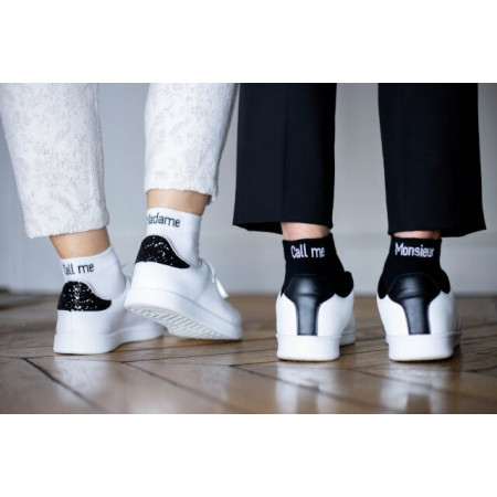 Chaussettes KlaK CALL ME , MADAME Blanc/Noir 36/40 | L'Ornithorynque Marseille