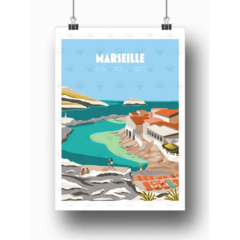 Affiche Maison Landolfi - Baie des singes par les Croquis de Cam 30x40 cm