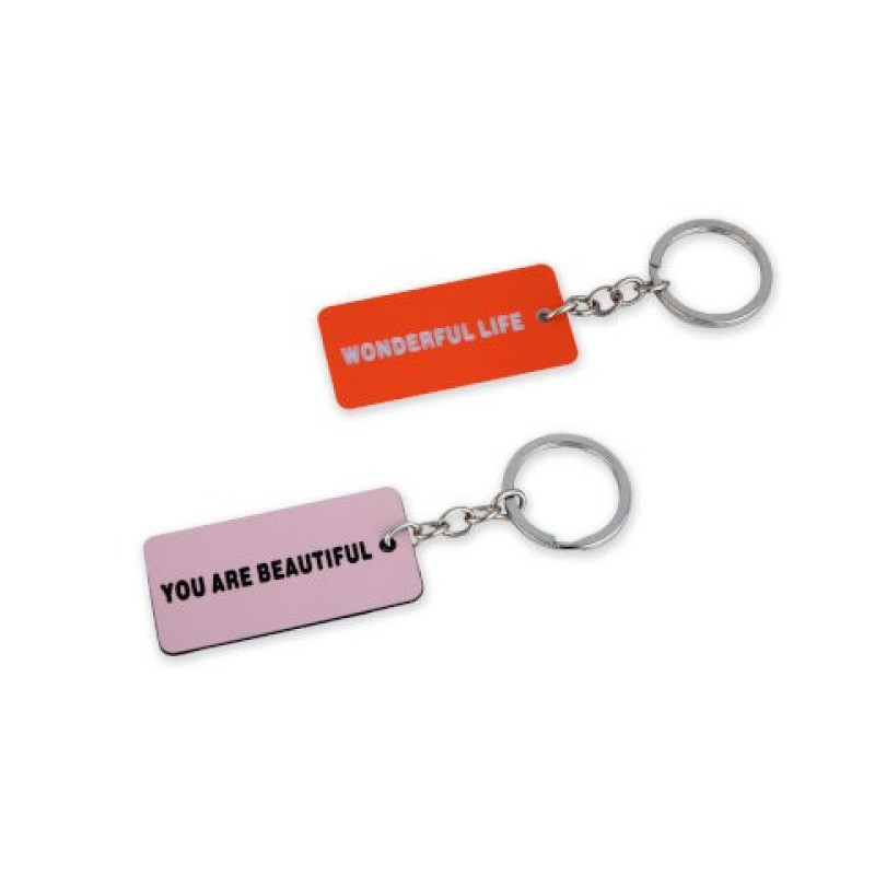 Pack de 2 porte-clés s3 plaque rose et orange hf - Helio Ferretti