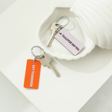 Pack de 2 porte-clés s3 plaque rose et orange hf - Helio Ferretti