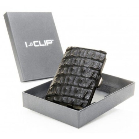 Porte-cartes Explorateur Cuir de caïman Noir charbon ou ICL13407 -ICLIP