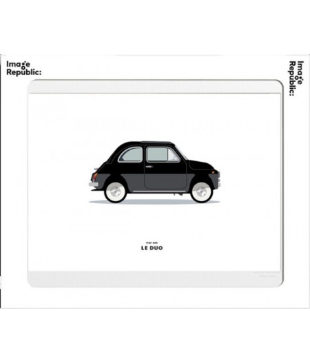 30x40 cm Le Duo Voiture Fiat 500 Noire - Affiche Image Republic BEST