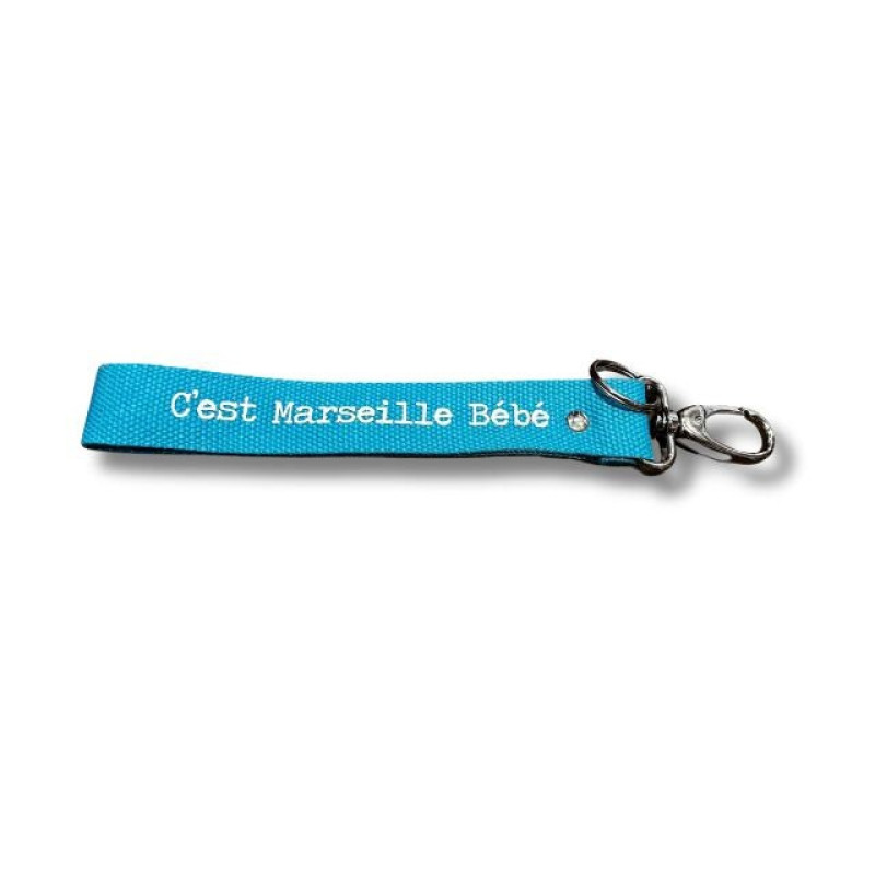 Porte-clés Sangles C'EST MARSEILLE BEBE - Turquoise/Blanc - La Reine des Fourmis