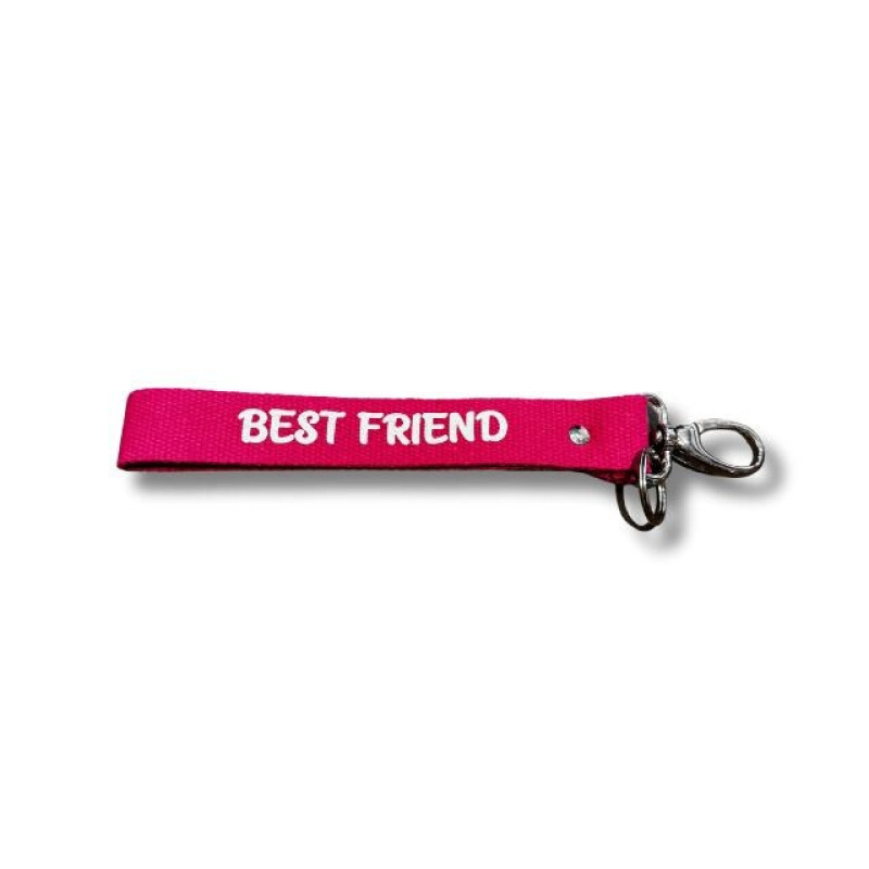 Porte-clés Sangles BEST FRIEND - Framboise/Blanc Paillettes - La Reine des Fourmis