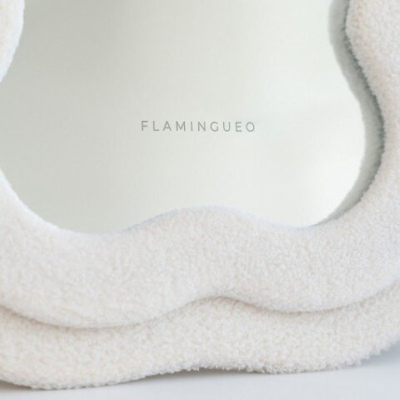 Petit Miroir CHARLIE- Small wavy fleece mirror Beige - Flamingueo