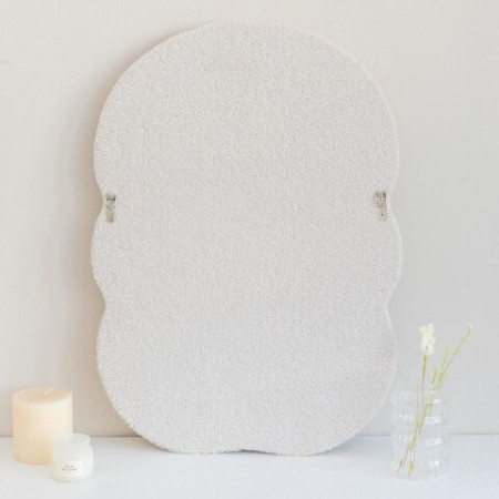 Petit Miroir CHARLIE- Small wavy fleece mirror Beige - Flamingueo