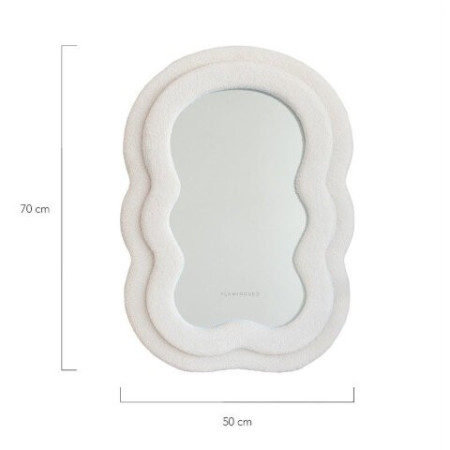 Petit Miroir CHARLIE- Small wavy fleece mirror Beige - Flamingueo